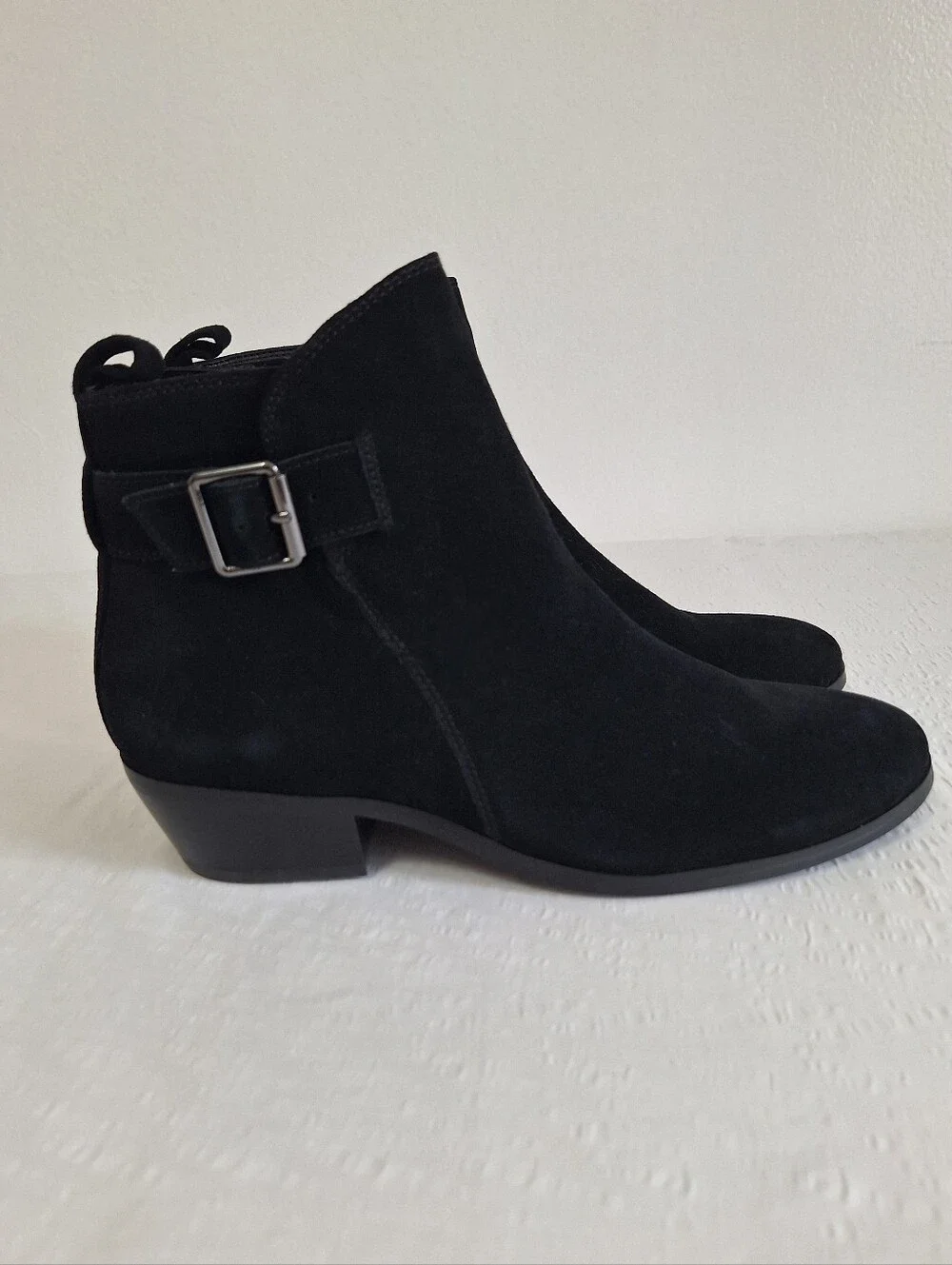 NWTO Blomdo Water Proof Nordstrom Black Suede Ankle Booties with Side Zip Detail